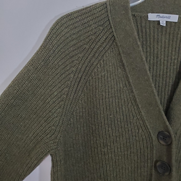 Madewell Womens Henley Sweater Dress Merino Wool Blend Olive Green Brown Size XS - Picture 4 of 10